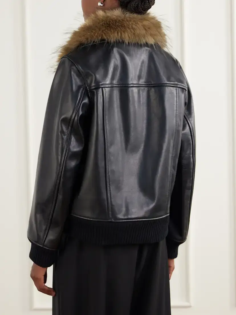 Sacai Plush-trimmed Leather Jacket | Thumbnail 3 Sacai Plush-trimmed Leather Jacket | Thumbnail 3