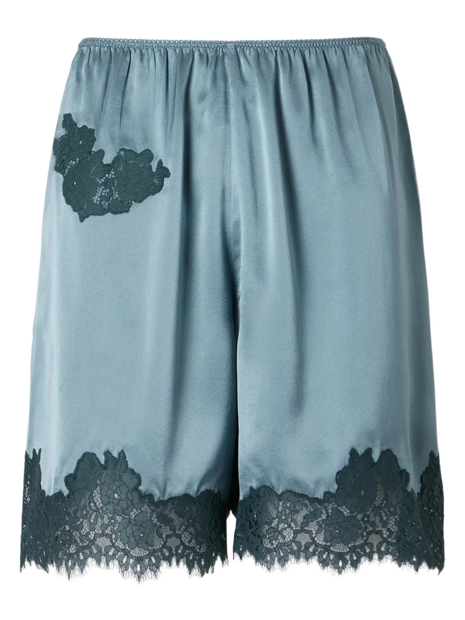 DÔEN Irsa Lace-trimmed Silk Shorts