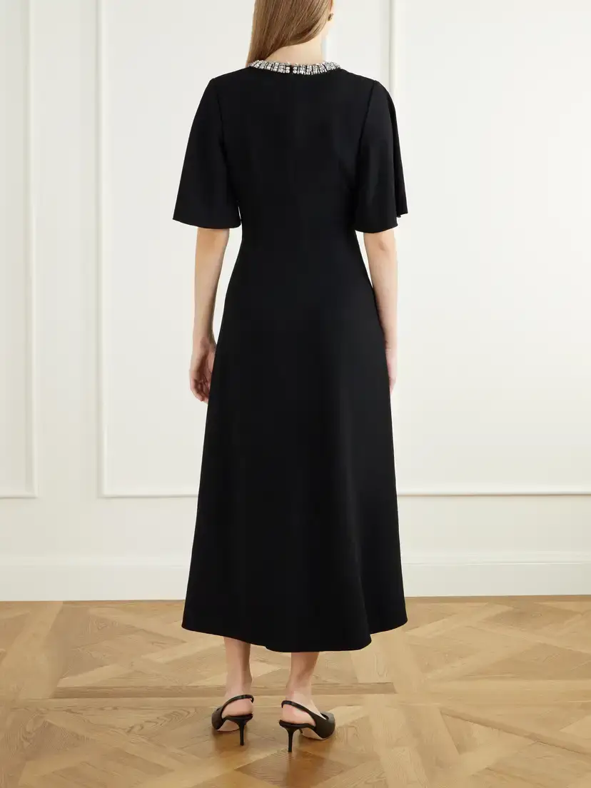 Rebecca Vallance Noemie Crystal-embellished Draped Crepe Midi Dress | Thumbnail 3 Rebecca Vallance Noemie Crystal-embellished Draped Crepe Midi Dress | Thumbnail 3
