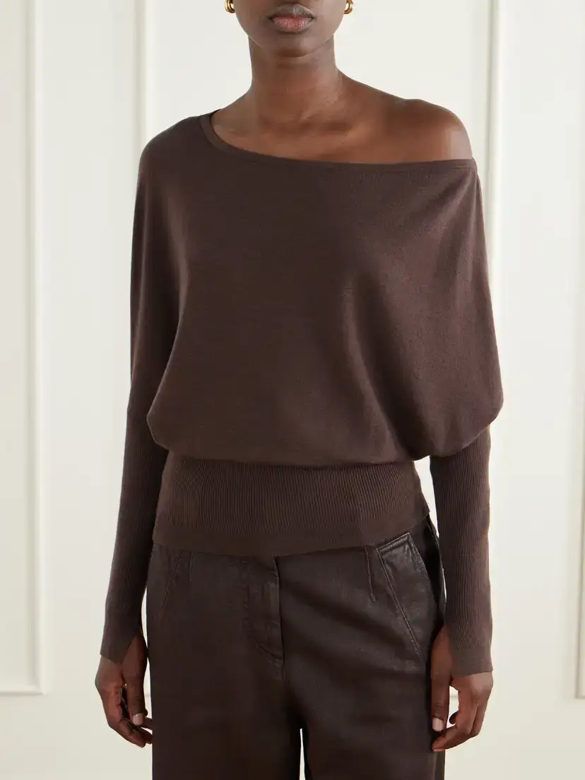 Simkhai Lavina Off-the-shoulder Ribbed-detailed Wool-blend Sweater | Thumbnail 3 Simkhai Lavina Off-the-shoulder Ribbed-detailed Wool-blend Sweater | Thumbnail 3