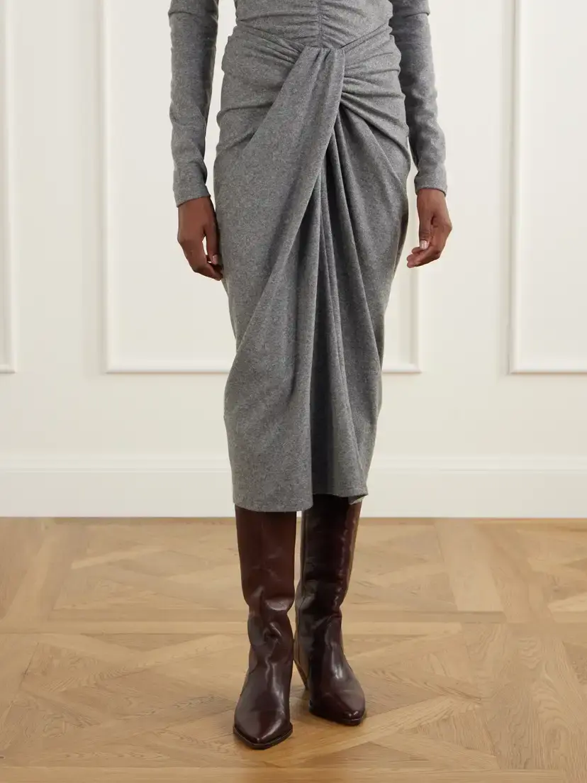 Marant Étoile Jeldia Gathered Draped Stretch Midi Skirt | Thumbnail 3 Marant Étoile Jeldia Gathered Draped Stretch Midi Skirt | Thumbnail 3