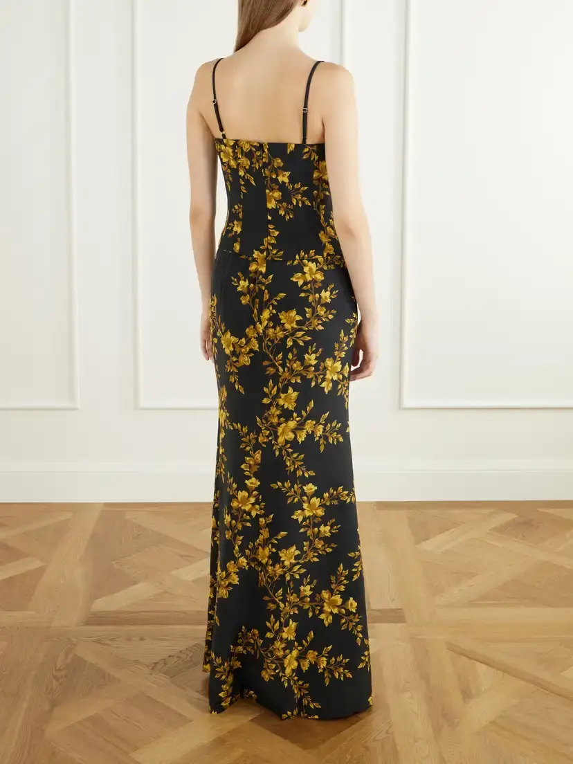 Rebecca Vallance Gilded Floral Printed Silk-crepe De Chine Maxi Dress | Thumbnail 3