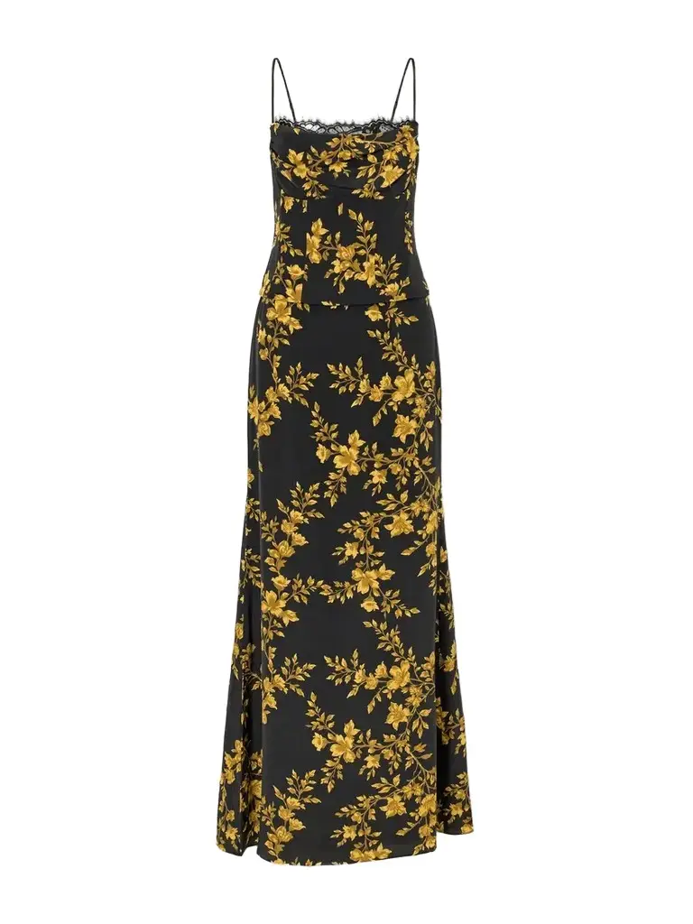 Rebecca Vallance Gilded Floral Printed Silk-crepe De Chine Maxi Dress