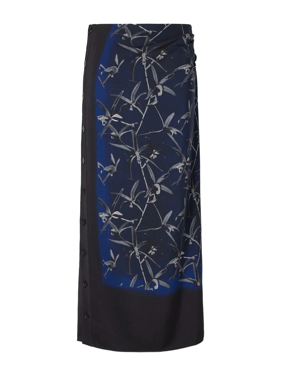 Proenza Schouler Anais Floral-print Button-detailed Gathered Stretch-cady Skirt