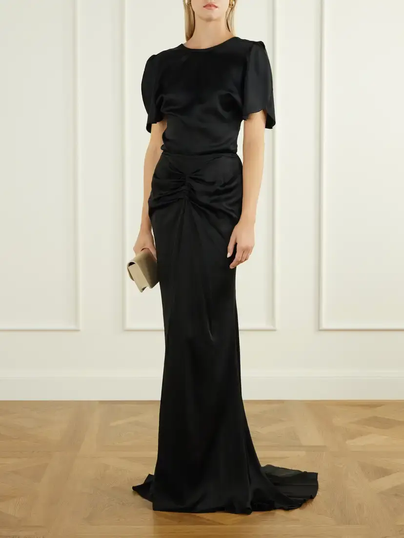 Victoria Beckham Isabella Gathered Satin Maxi Skirt | Thumbnail 2 Victoria Beckham Isabella Gathered Satin Maxi Skirt | Thumbnail 2
