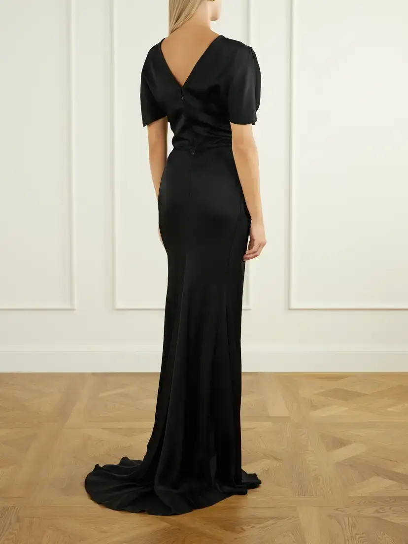 Victoria Beckham Isabella Gathered Satin Maxi Skirt | Thumbnail 3 Victoria Beckham Isabella Gathered Satin Maxi Skirt | Thumbnail 3