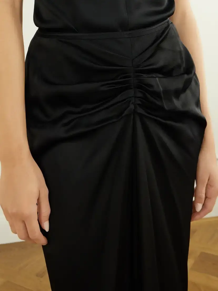 Victoria Beckham Isabella Gathered Satin Maxi Skirt | Thumbnail 4 Victoria Beckham Isabella Gathered Satin Maxi Skirt | Thumbnail 4