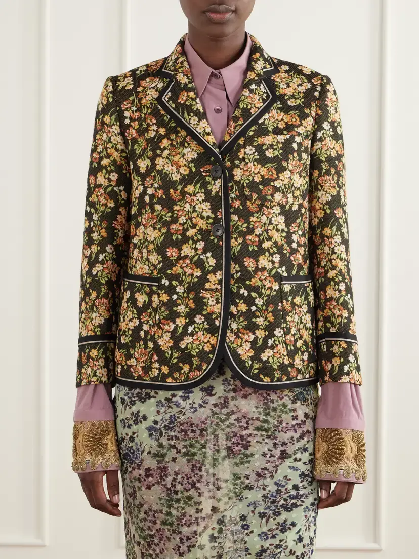 Dries Van Noten Floral-embroidered Cotton-blend Blazer | Thumbnail 3 Dries Van Noten Floral-embroidered Cotton-blend Blazer | Thumbnail 3