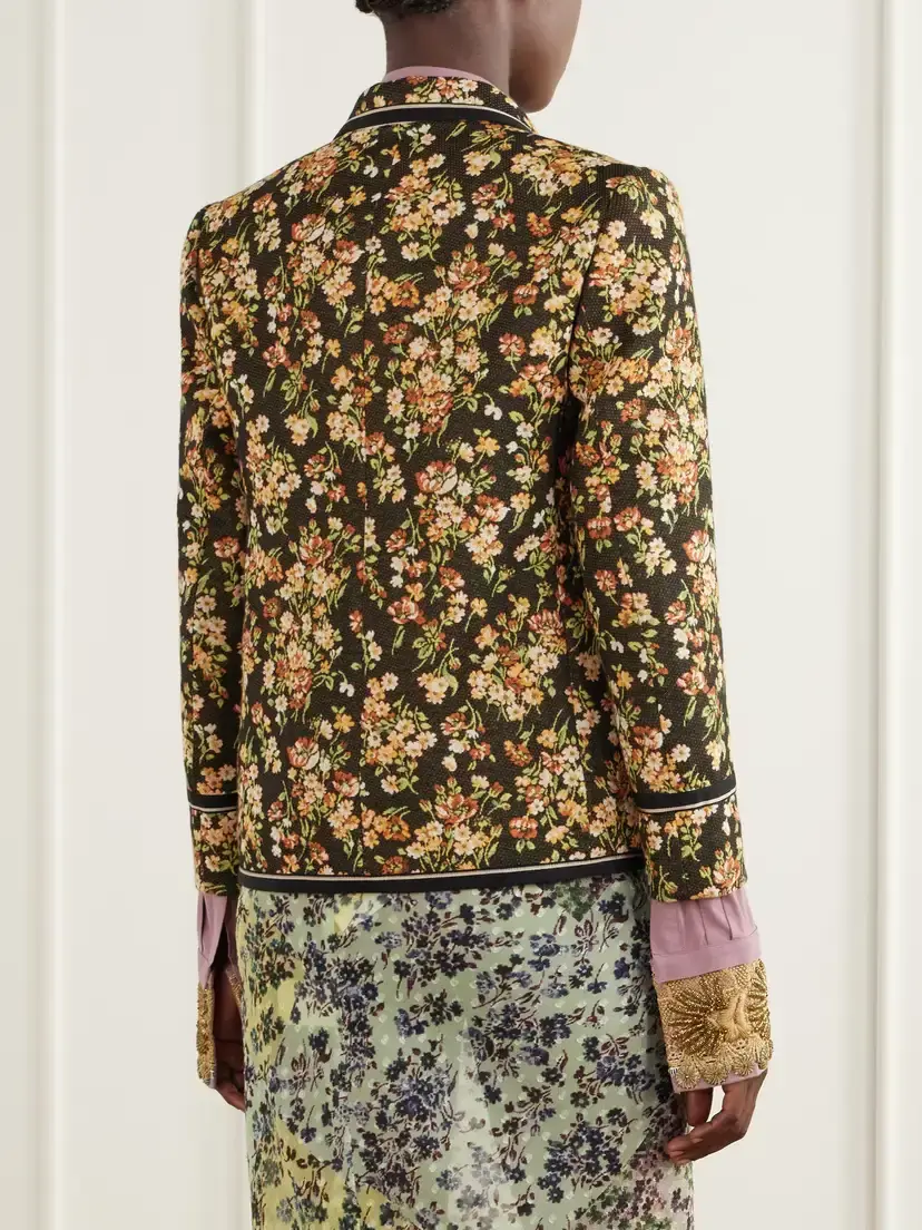 Dries Van Noten Floral-embroidered Cotton-blend Blazer | Thumbnail 4 Dries Van Noten Floral-embroidered Cotton-blend Blazer | Thumbnail 4