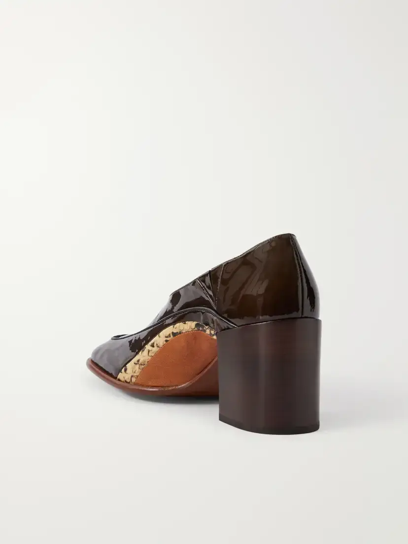 Dries Van Noten Snake-effect Trimmed Patent-leather Pumps | Thumbnail 3