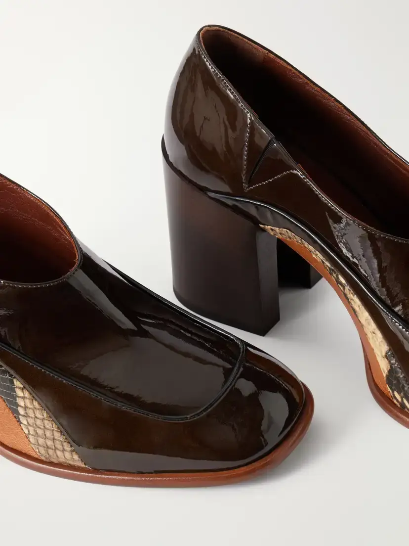 Dries Van Noten Snake-effect Trimmed Patent-leather Pumps | Thumbnail 5