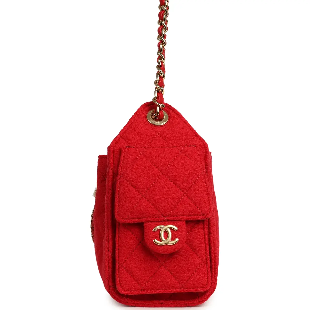 Chanel Chanel Mini 25 Hobo Bag Red Wool Felt Gold Hardware | Thumbnail 3