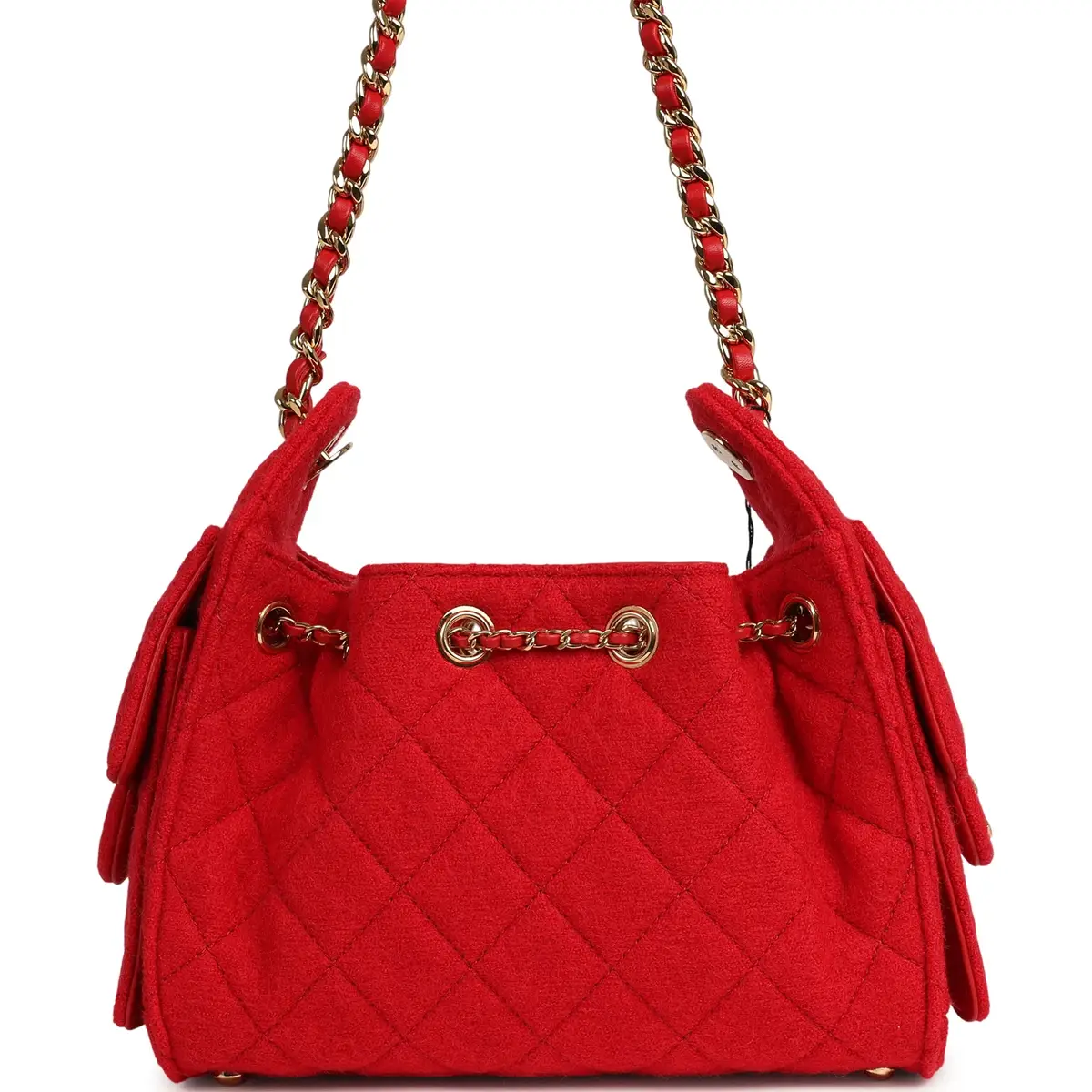 Chanel Chanel Mini 25 Hobo Bag Red Wool Felt Gold Hardware | Thumbnail 4