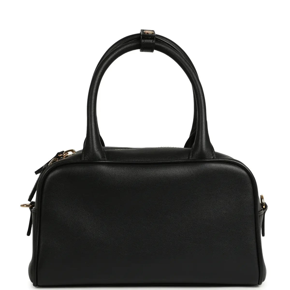 Chanel Chanel Mini Bowling Bag with Strap Black Calfskin Gold Hardware | Thumbnail 4