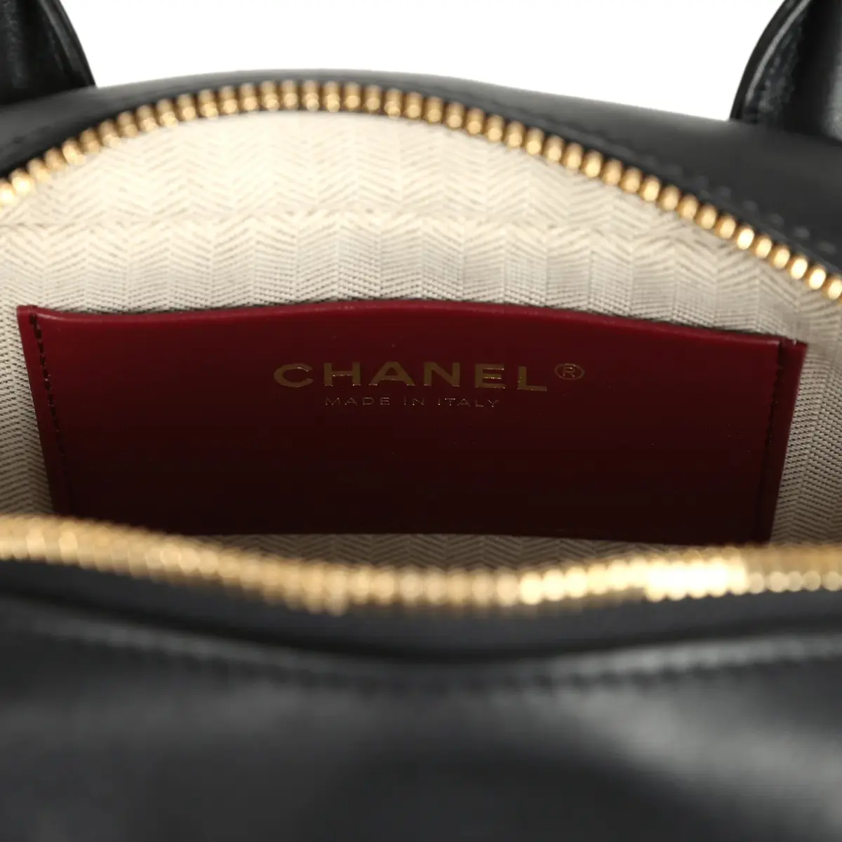Chanel Chanel Mini Bowling Bag with Strap Black Calfskin Gold Hardware | Thumbnail 7
