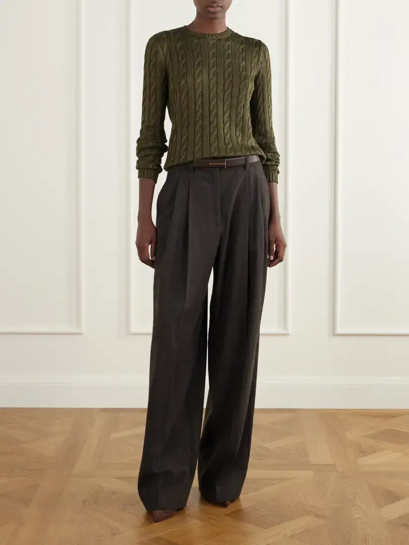 Ralph Lauren Collection Clarice Pleated Wool Wide-leg Pants | Thumbnail 2
