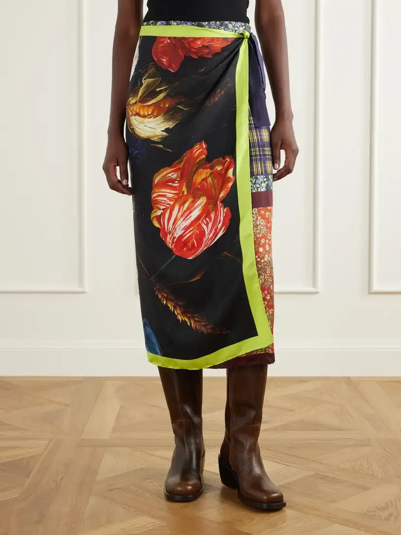 Dries Van Noten Floral-print Silk-satin Wrap Midi Skirt | Thumbnail 3