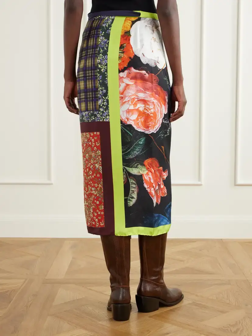 Dries Van Noten Floral-print Silk-satin Wrap Midi Skirt | Thumbnail 4