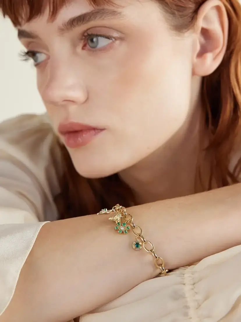 Sydney Evan 14-karat Gold, Diamond And Emerald Bracelet - Green | Thumbnail 2 Sydney Evan 14-karat Gold, Diamond And Emerald Bracelet - Green | Thumbnail 2