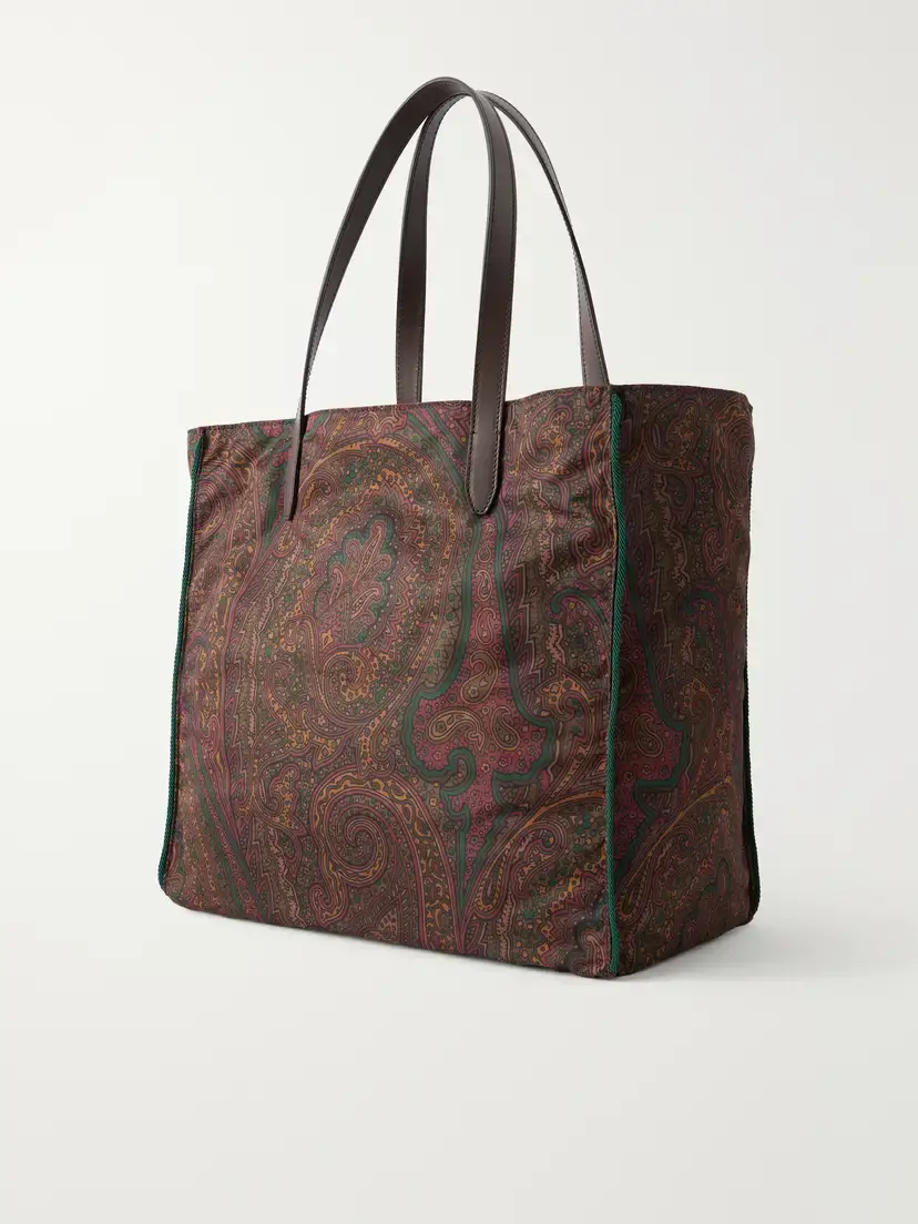 Etro Printed Leather-trimmed Shell Tote Bag | Thumbnail 4 Etro Printed Leather-trimmed Shell Tote Bag | Thumbnail 4