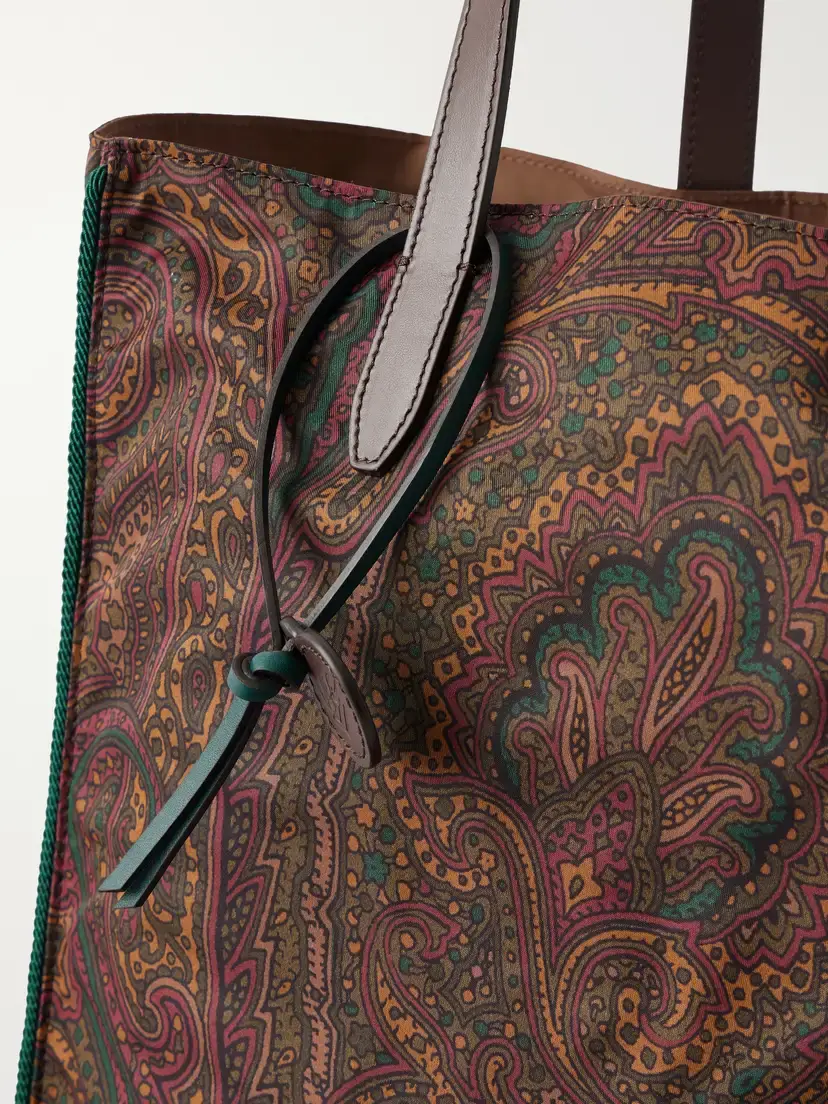 Etro Printed Leather-trimmed Shell Tote Bag | Thumbnail 6 Etro Printed Leather-trimmed Shell Tote Bag | Thumbnail 6