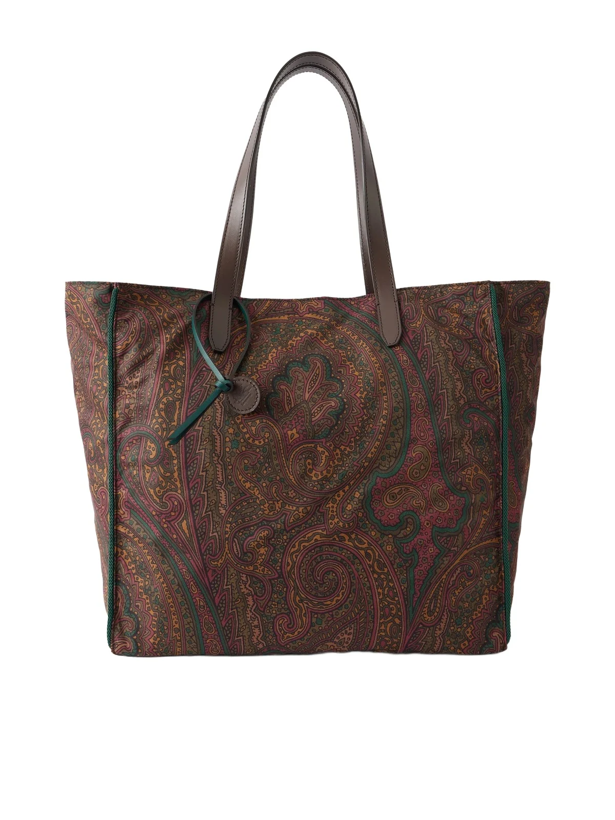 Printed Leather-trimmed Shell Tote Bag Printed Leather-trimmed Shell Tote Bag