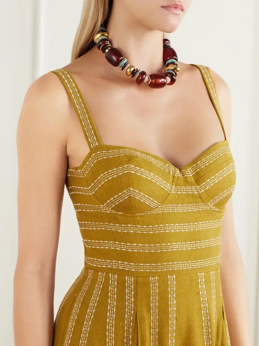 Emporio Sirenuse Elida Pleated Embroidered Silk Maxi Dress | Thumbnail 4 Emporio Sirenuse Elida Pleated Embroidered Silk Maxi Dress | Thumbnail 4