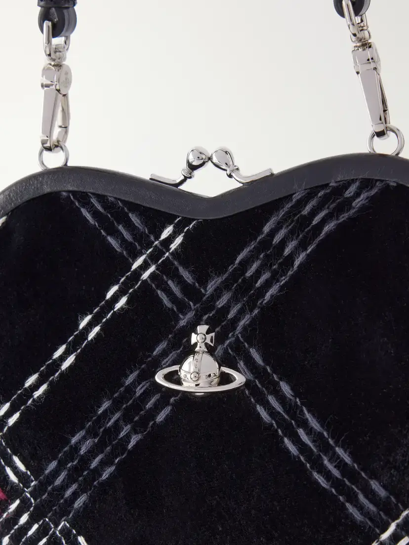 Vivienne Westwood Belle Mini Checked Velvet Shoulder Bag | Thumbnail 5 Vivienne Westwood Belle Mini Checked Velvet Shoulder Bag | Thumbnail 5