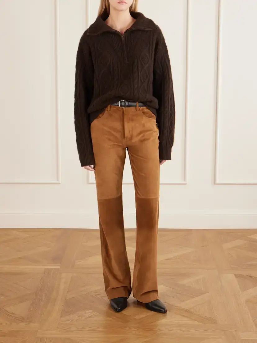 Nili Lotan Joan Suede Straight-leg Pants | Thumbnail 2 Nili Lotan Joan Suede Straight-leg Pants | Thumbnail 2