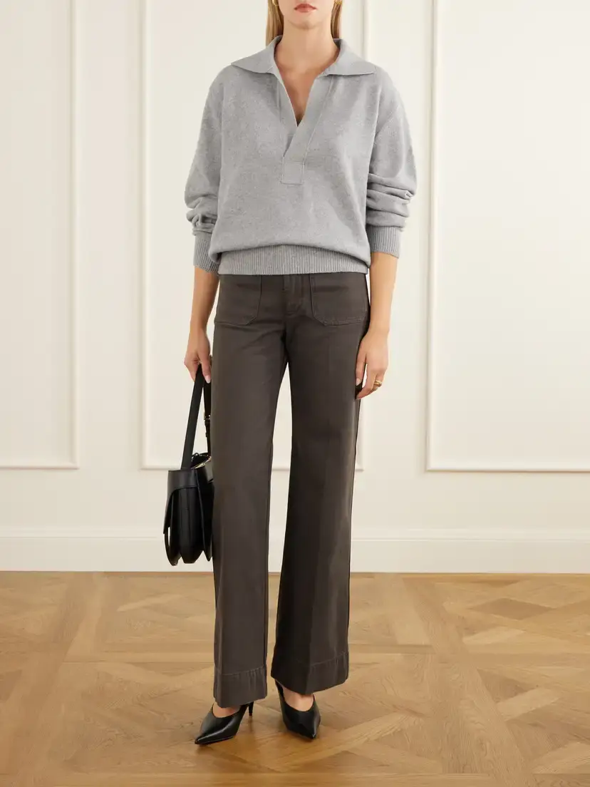 Victoria Beckham Genevieve Wool And Cashmere-blend Sweater - Gray | Thumbnail 2 Victoria Beckham Genevieve Wool And Cashmere-blend Sweater - Gray | Thumbnail 2
