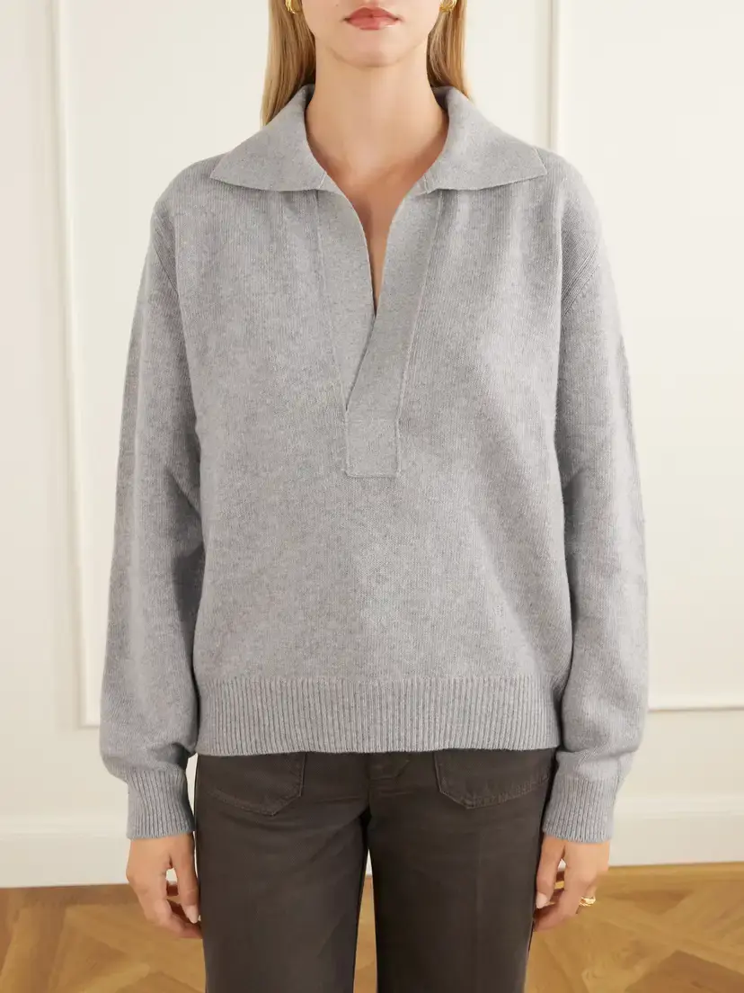 Victoria Beckham Genevieve Wool And Cashmere-blend Sweater - Gray | Thumbnail 3 Victoria Beckham Genevieve Wool And Cashmere-blend Sweater - Gray | Thumbnail 3