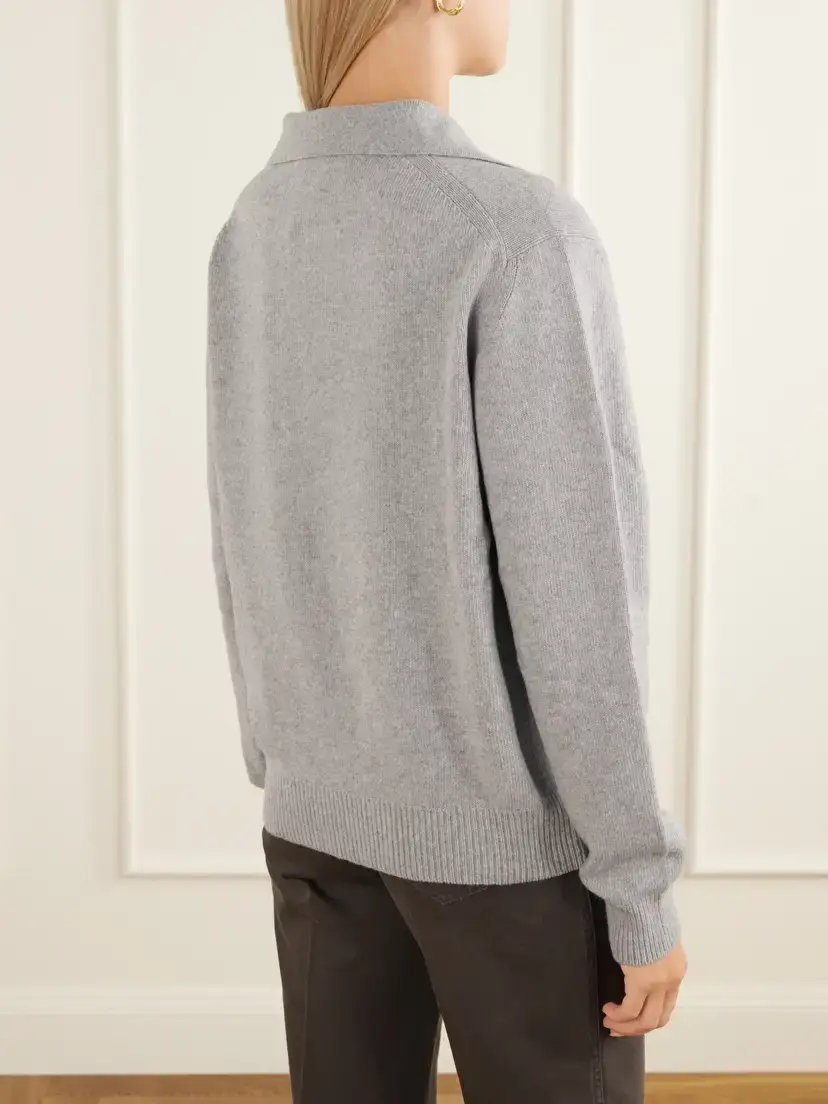 Victoria Beckham Genevieve Wool And Cashmere-blend Sweater - Gray | Thumbnail 4 Victoria Beckham Genevieve Wool And Cashmere-blend Sweater - Gray | Thumbnail 4