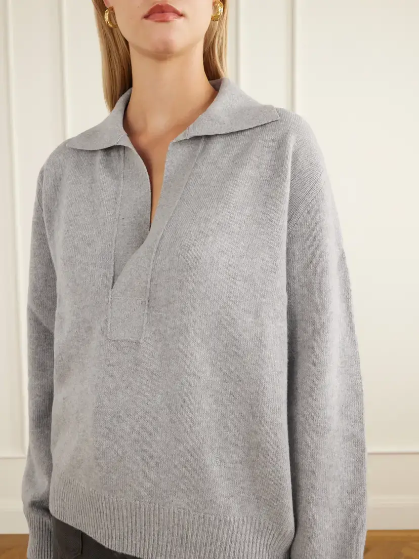 Victoria Beckham Genevieve Wool And Cashmere-blend Sweater - Gray | Thumbnail 5 Victoria Beckham Genevieve Wool And Cashmere-blend Sweater - Gray | Thumbnail 5