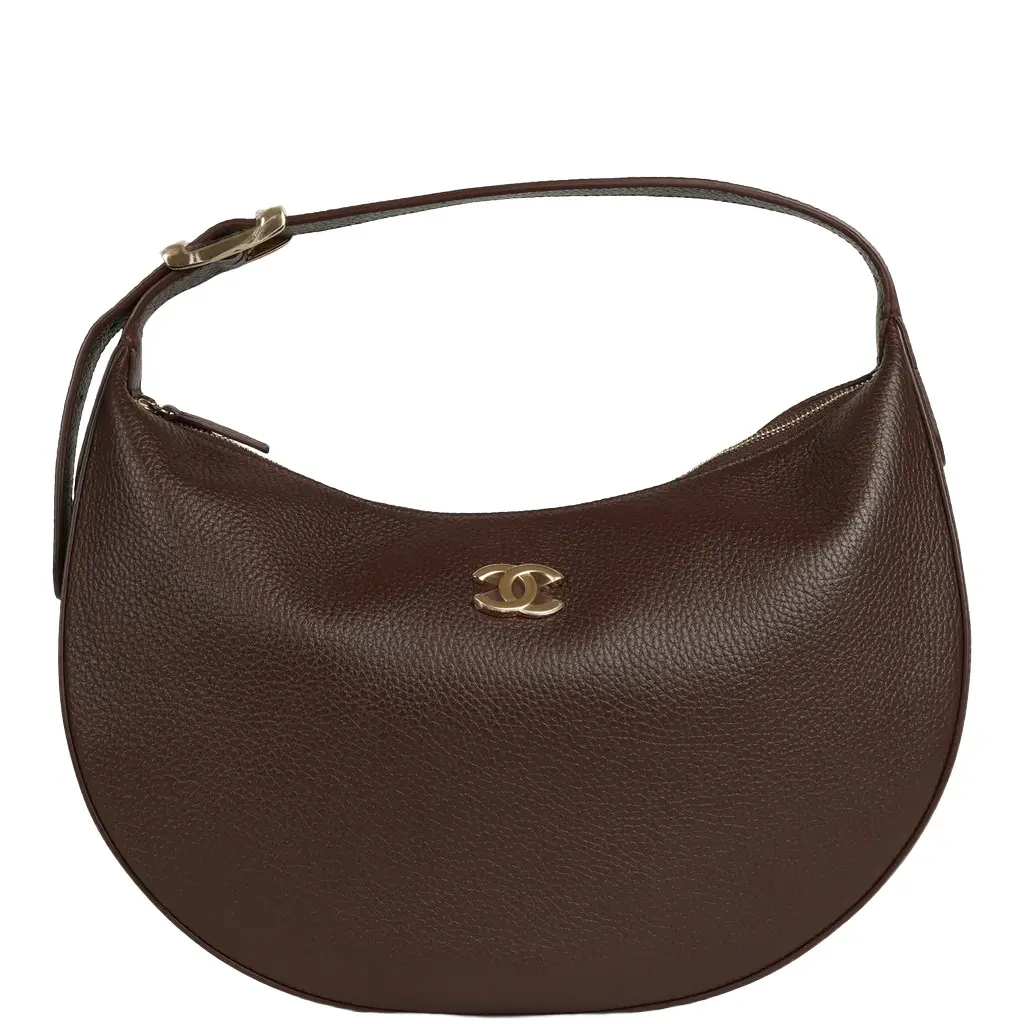 Chanel Chanel Round Top Handle Hobo Bag Dark Brown Grained Calfskin Gold Hardware | Image 1 Chanel Chanel Round Top Handle Hobo Bag Dark Brown Grained Calfskin Gold Hardware | Image 1
