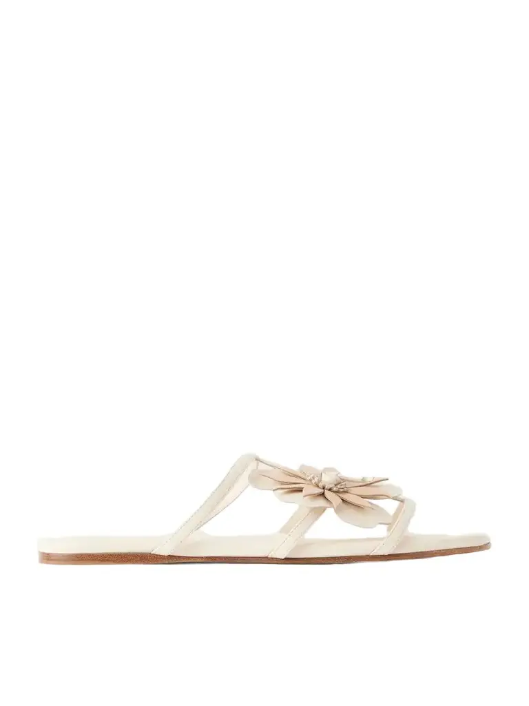 Zimmermann Belara Floral-appliquéd Leather Sandals