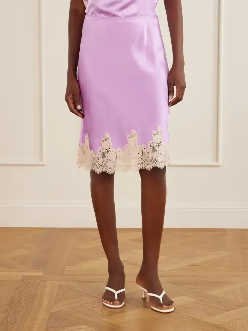 DÔEN Elowette Lace-trimmed Silk Midi Skirt | Thumbnail 3 DÔEN Elowette Lace-trimmed Silk Midi Skirt | Thumbnail 3