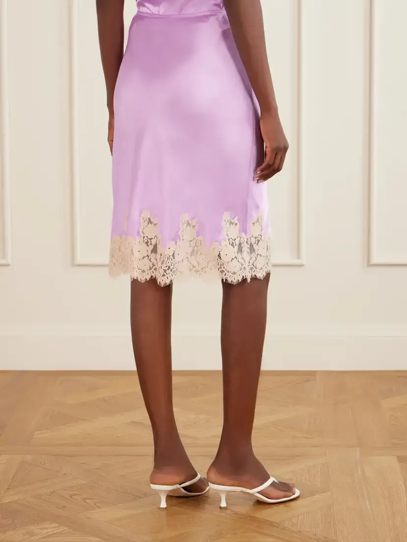 DÔEN Elowette Lace-trimmed Silk Midi Skirt | Thumbnail 4 DÔEN Elowette Lace-trimmed Silk Midi Skirt | Thumbnail 4