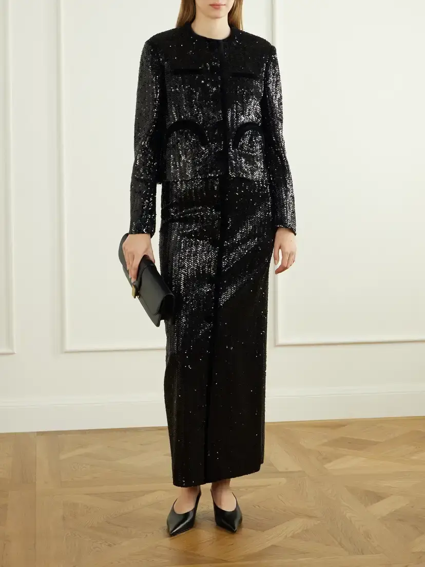 Blazé Milano Shamo Velvet-trimmed Sequined Jacket | Thumbnail 2 Blazé Milano Shamo Velvet-trimmed Sequined Jacket | Thumbnail 2