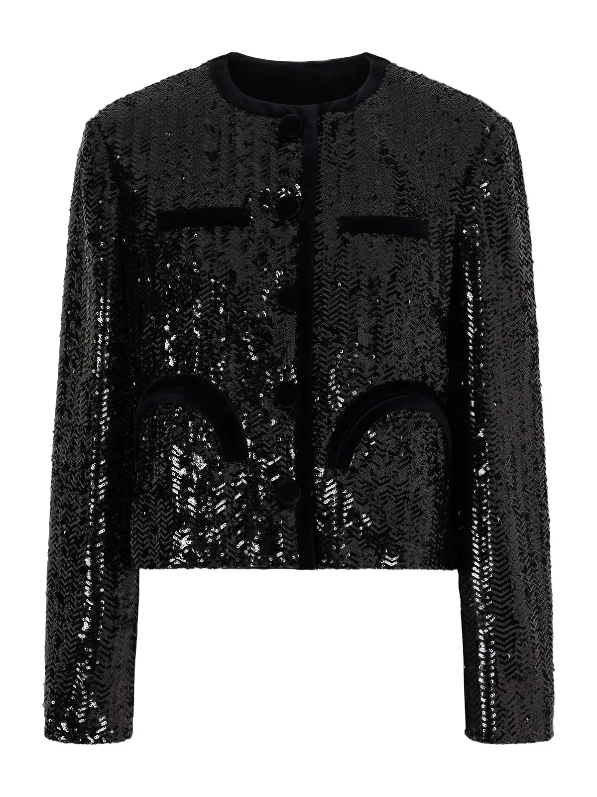 Shamo Velvet-trimmed Sequined Jacket Shamo Velvet-trimmed Sequined Jacket