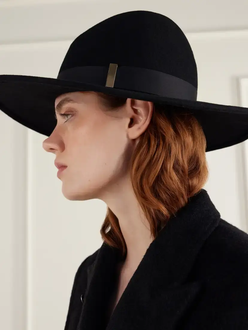 Gigi Burris Jeanne Satin-trimmed Wool And Cotton-blend Felt Hat | Thumbnail 4