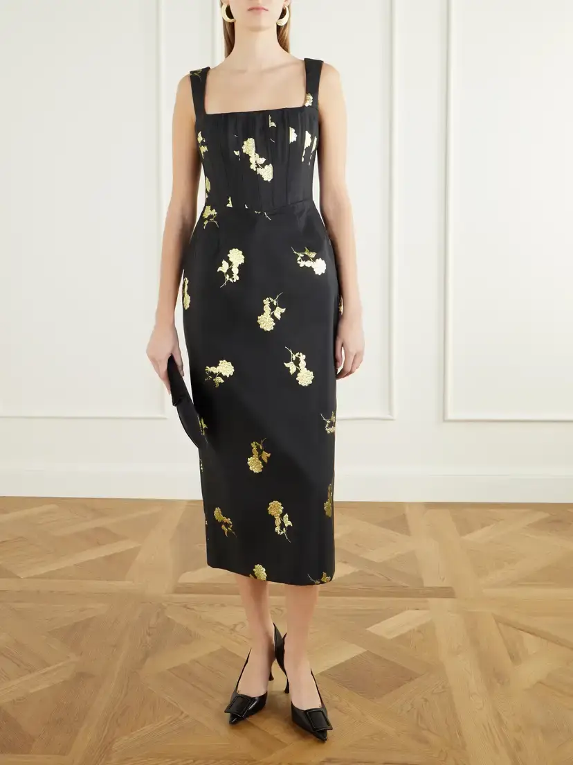 Rebecca Vallance Mariya Floral-embroidered Bustier Midi Dress | Thumbnail 2