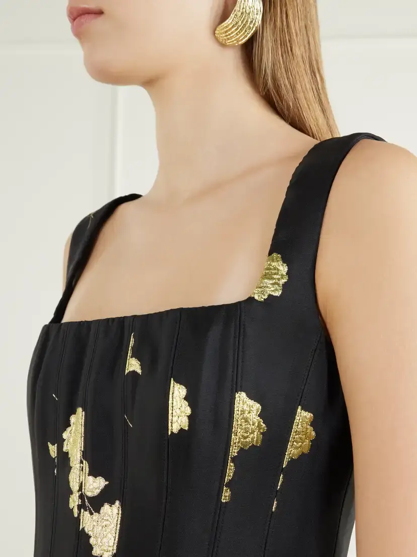 Rebecca Vallance Mariya Floral-embroidered Bustier Midi Dress | Thumbnail 4