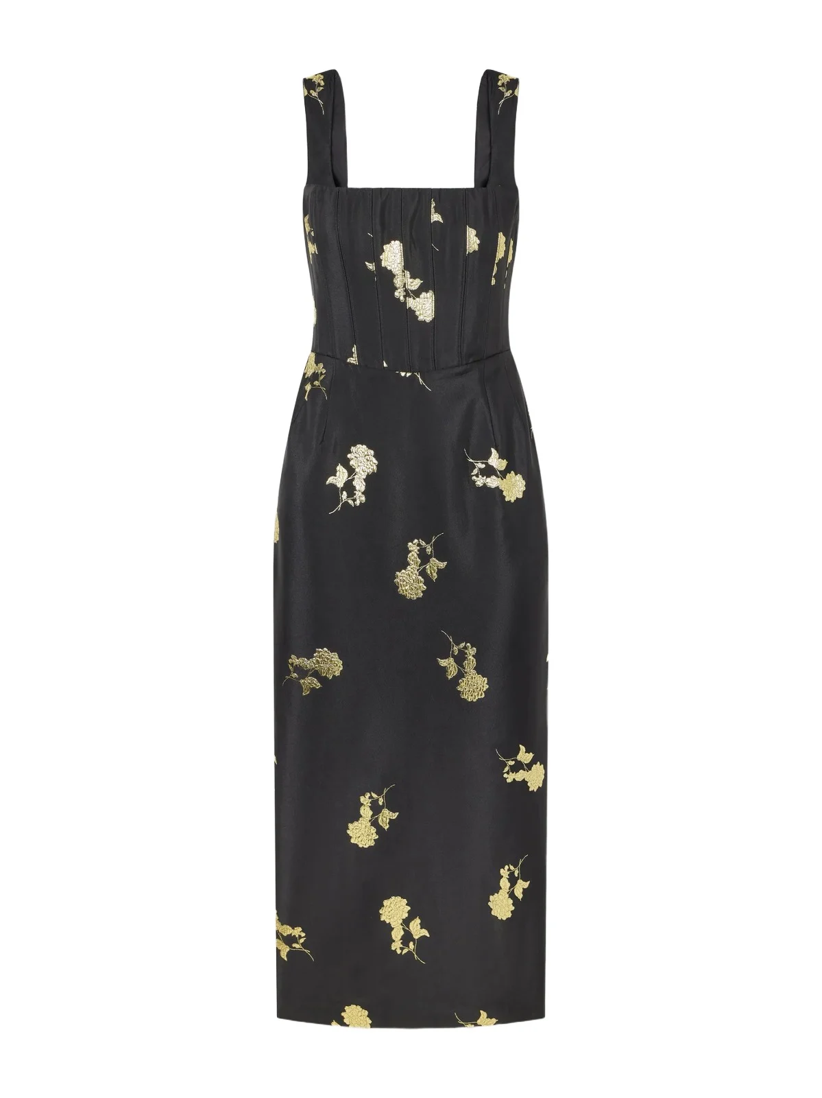 Rebecca Vallance Mariya Floral-embroidered Corset Midi Dress
