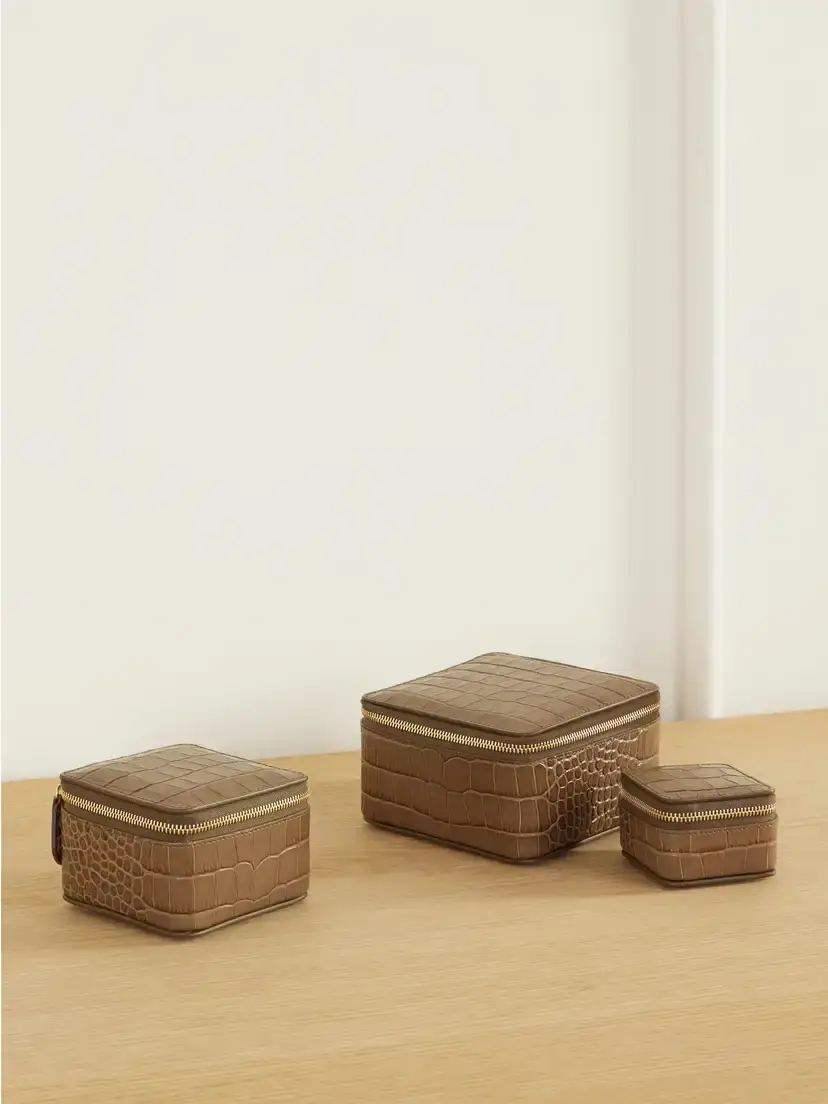 Smythson Mara Set Of Three Croc-embossed Leather Jewelry Cases | Image 1 Smythson Mara Set Of Three Croc-embossed Leather Jewelry Cases | Image 1