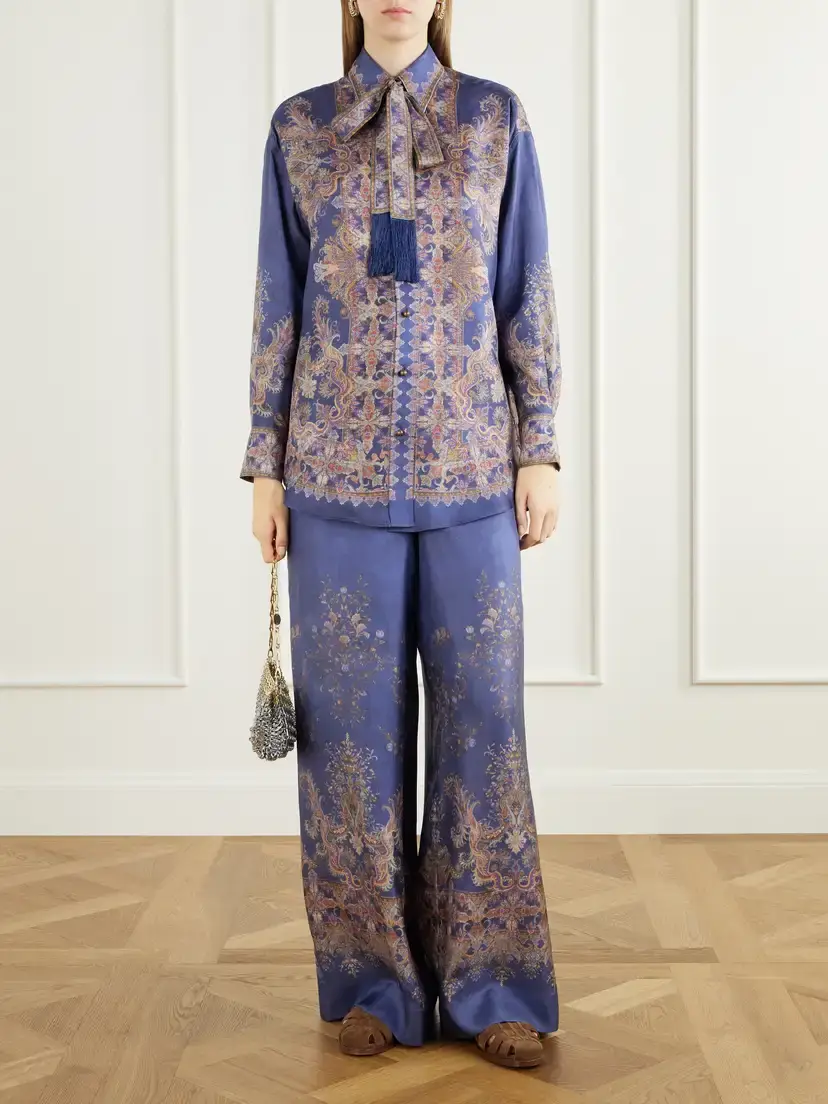 Zimmermann Valiant Pussy-bow Printed Silk-twill Shirt | Thumbnail 2