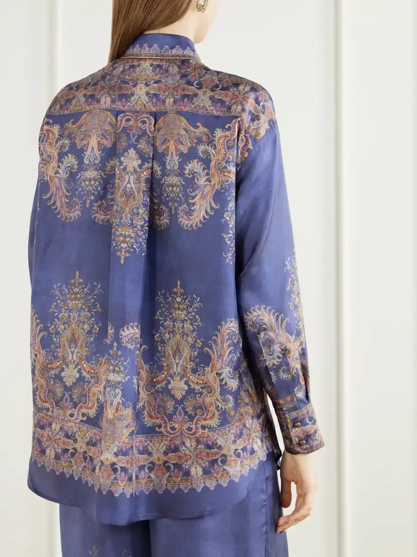 Zimmermann Valiant Pussy-bow Printed Silk-twill Shirt | Thumbnail 3