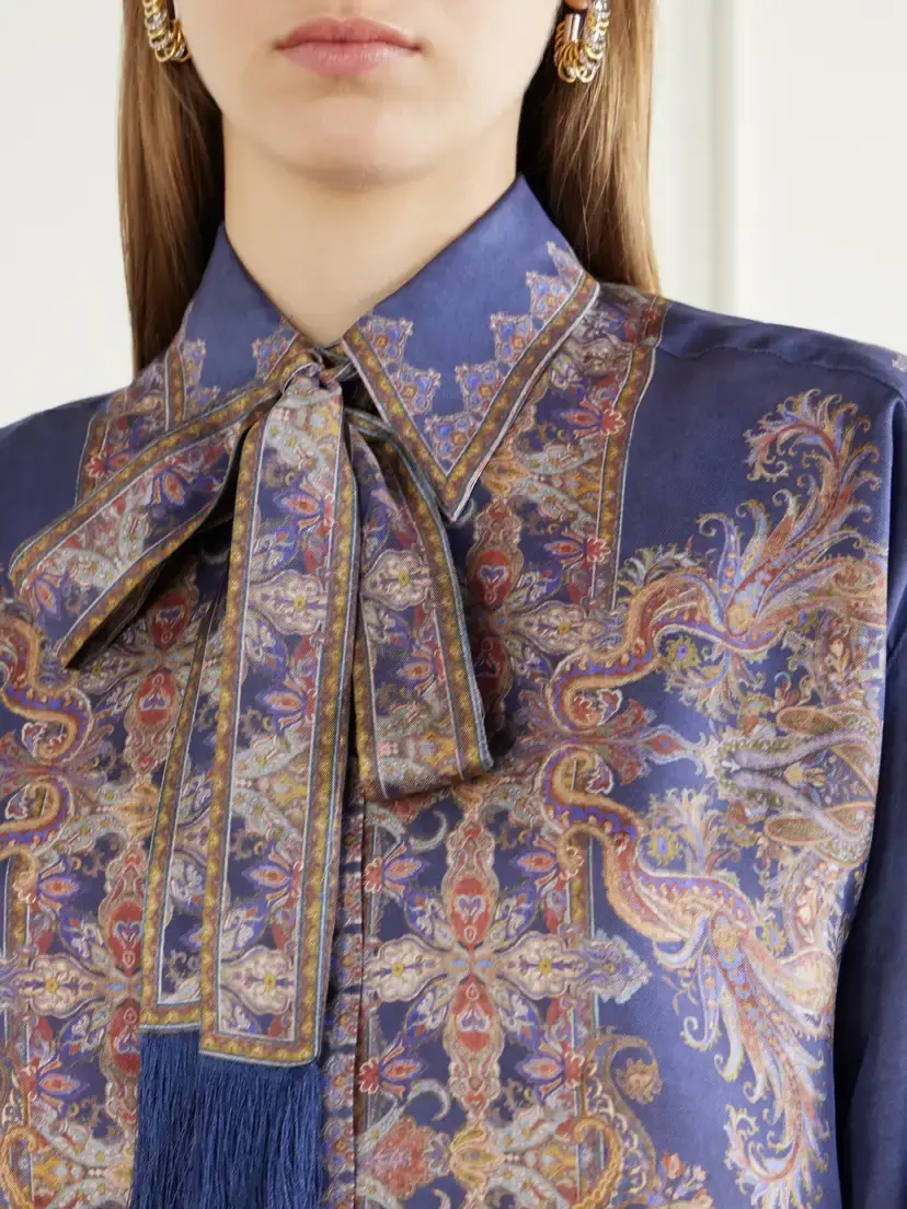 Zimmermann Valiant Pussy-bow Printed Silk-twill Shirt | Thumbnail 4