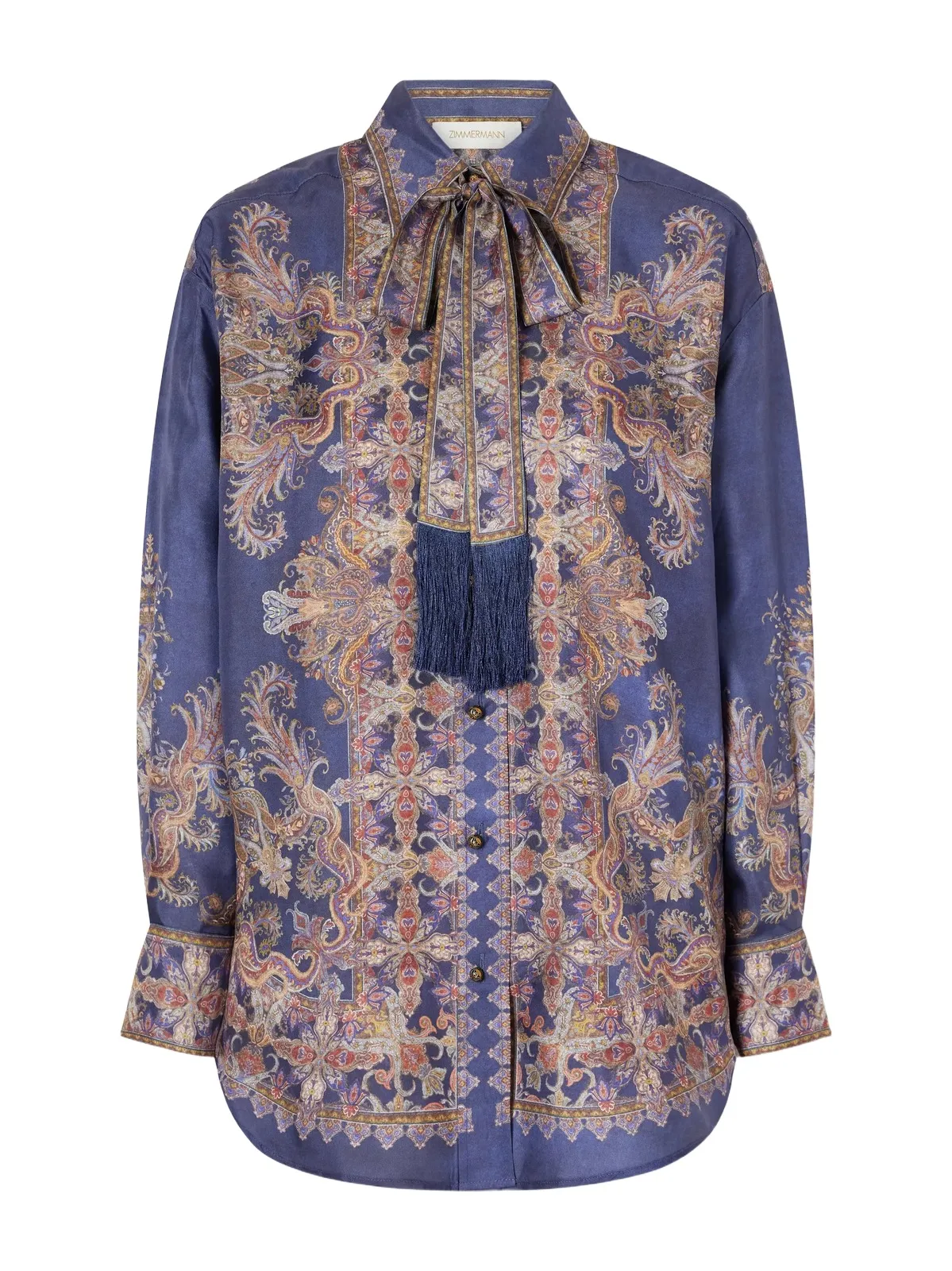 Valiant Pussy-bow Printed Silk-twill Shirt
