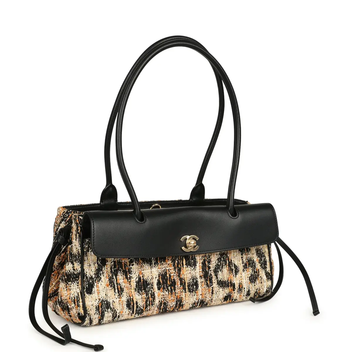 Chanel Chanel Small Leopard Print "Urban Essential" East West Shopping Tote Black Calfskin, Brown, Black, White Tweed, Mixed Fibers Gold Hardware | Thumbnail 2 Chanel Chanel Small Leopard Print "Urban Essential" East West Shopping Tote Black Calfskin, Brown, Black, White Tweed, Mixed Fibers Gold Hardware | Thumbnail 2