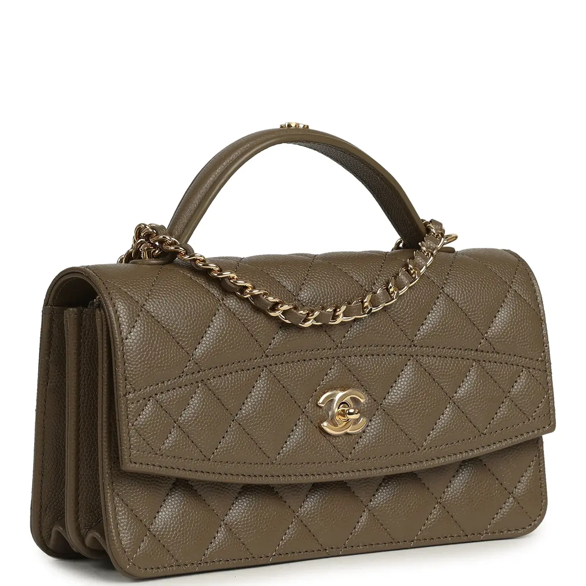 Chanel Chanel Trendy Top Handle Clutch with Chain Dark Khaki Caviar Gold Hardware | Thumbnail 2 Chanel Chanel Trendy Top Handle Clutch with Chain Dark Khaki Caviar Gold Hardware | Thumbnail 2